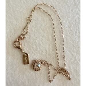 Coach Open Circle Gold Necklace with Crystal Accent. Stunning
